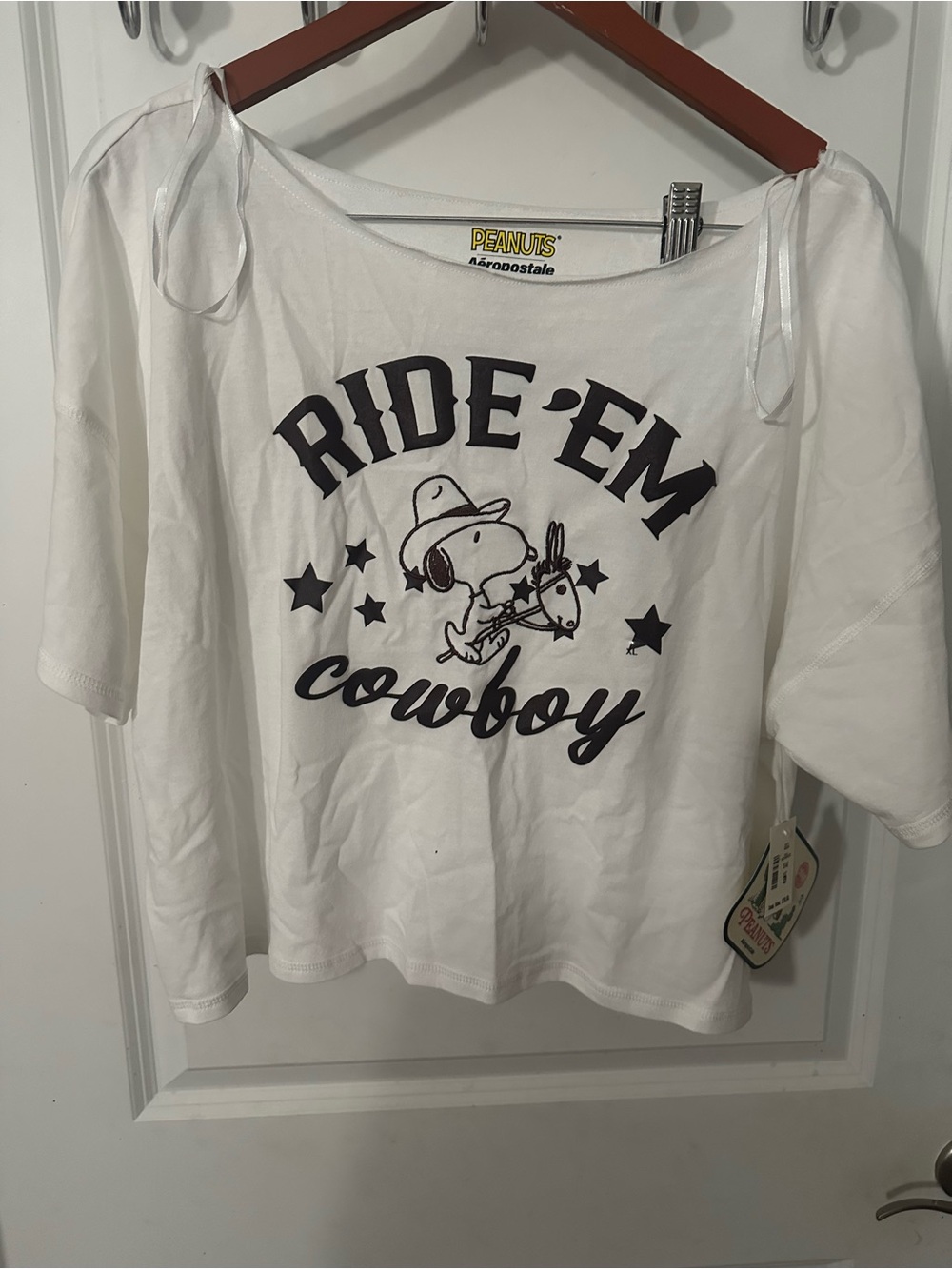 Aeropostale White "Ride 'Em Cowboy" Snoopy Graphic Tee